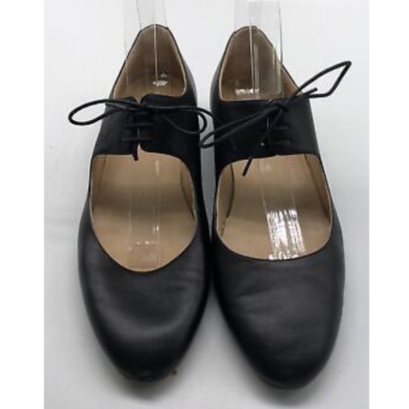 Gabriela Hearst Black Leather Sebastian Lace-Up Almond Toe Flat sz 38